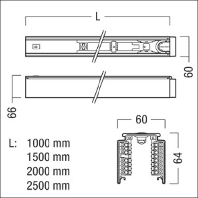 Zumtobel Group Tragschiene 2,5m schwarz TEC2 T-TE 2500 15 BK