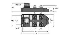 Turck Verteiler passiv M12x1-4fach TB-4M12-4P2-CS12T