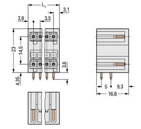 WAGO GmbH & Co. KG THT-DoppelstockStiftleiste 1,0x1,0,abgew.,lgr 734-404