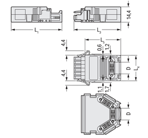 WAGO GmbH & Co. KG Zugentlastungsgehäuse 2-teilig,lichtgrau 734-605