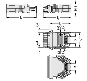 WAGO GmbH & Co. KG Zugentlastungsgehäuse 2-teilig,lichtgrau 734-609