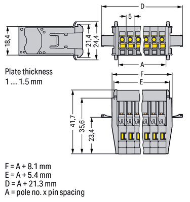 WAGO GmbH & Co. KG 1-Leiter-Stiftleiste CAGECLAMP,4mm²,gr 769-608/005-000