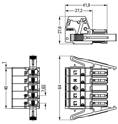 WAGO GmbH & Co. KG Buchse 5-polig,schwarz 831-3105/1019-004