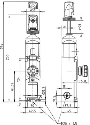 Bernstein Seilzugschalter inkl.Not-Halt Taster SRU2ZNAQF-175-L0-0-0
