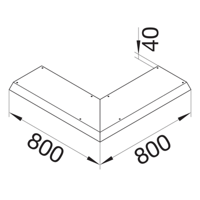Tehalit Blinddeckel-Außeneck 800 mm, 45 Grad AKBA2500401V