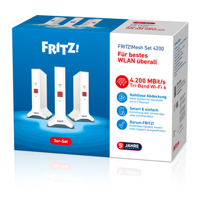 FRITZ WLAN Router+Repeater 3000 AX,3er-Pack FRITZ!MeshSet4200 3p