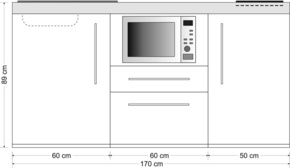 Stengel Miniküche Premiumline Schwarz matt MPMSM170MWIKFreBliS