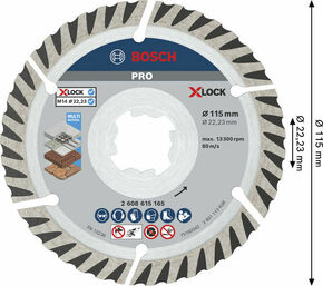 Bosch Power Tools PRO MMDiamant-Trennscheibe X-LOCK,115mm,2erPack 2608615285