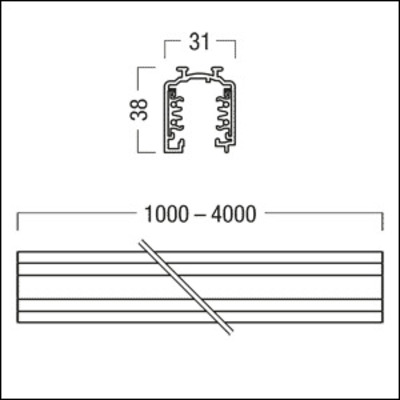 Zumtobel Group 3-Phasen-Stromschiene 1000mm, schwarz TRACK BASI #42200582