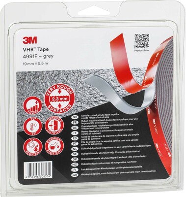 3M Deutschland Klebeband doppelseitig grau, 19mm x5,5m 4991F/IPS