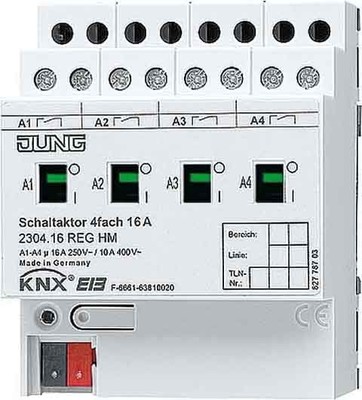 Jung KNX Schaltaktor 4-fach REG Gehäuse 4TE 2304.16 REGHM