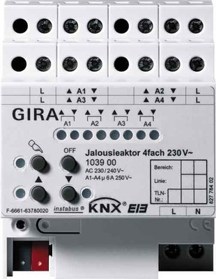 Gira Jalousieaktor 4-fach ch REG KNX/EIB 230V AC 103900