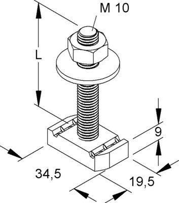Niedax Hammerkopfschraube M10 Länge 30mm HMZ M10/30 F