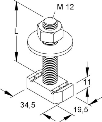 Niedax Hammerkopfschraube M12 Länge 80mm HMZ M12/80 F