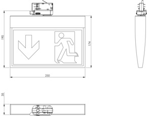 RP-Technik Sicherheitsleuchte EB 3h KMU413WB-3P-SW