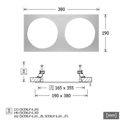 LTS Licht&Leuchten Einbaurahmen 2-flammig SCER 6.200 weiß