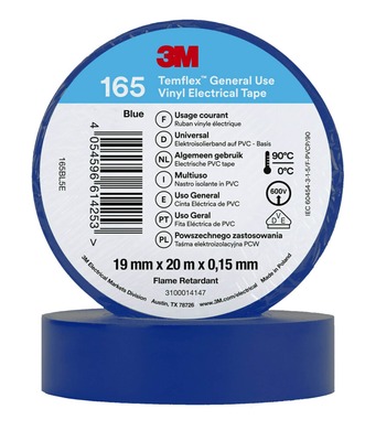 3M Deutschland PVC Elektro-Isolierband 165BL5E Temflex165 bl19X20