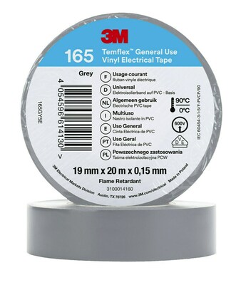 3M Deutschland PVC Elektro-Isolierband 165GY5E Temflex165 gr 19X20