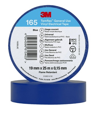 3M Deutschland PVC Elektro-Isolierband 165BL6E Temflex165 blau19X25