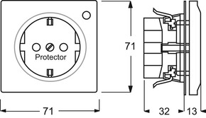 Busch-Jaeger Steckdosen-Einsatz champagner Überspannungsschutz 2310 EUGL/VA-79-11