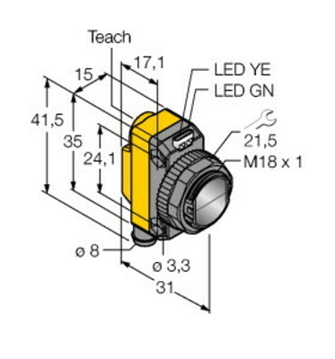 Turck Opto Sensor Winkellichttaster QS18EP6CV15Q7