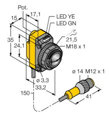 Turck Opto Sensor Winkellichttaster QS18VP6CV15Q5