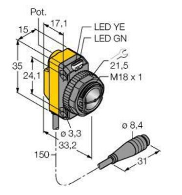Turck Opto Sensor Winkellichttaster QS18VP6CV45Q