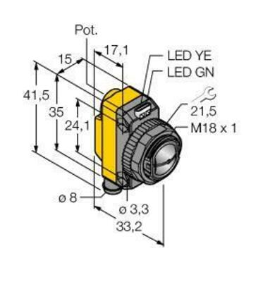 Turck Opto Sensor Winkellichttaster QS18VP6CV45Q7