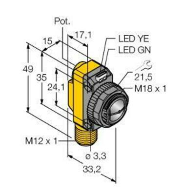Turck Opto Sensor Winkellichttaster QS18VP6CV45Q8
