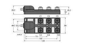 Turck Aktuator-/Sensor-Verteiler M12x1, 6-fach TB-6M12-5-5/TXL Turck Aktuator-/Sensor-Verteiler M12x1, 6-fach TB-6M12-5-5/TXL