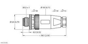 Turck M12x1 Rundsteckverbinder mit Pt1000 Fühler WAS5-THERMO