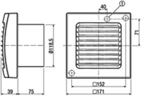 Maico Ventilator,Verzög.Schalter 19W,170cbm/h,IP45 ECA 120 VZ