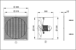 Maico Wandeinbau-Ventilator 90W,1700cbm/h,IP55 EZF 30/4 B