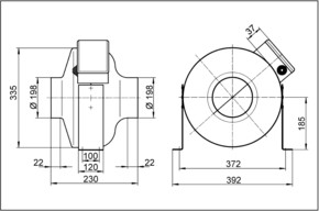 Maico Radial-Rohrventilator 116W,840m³/h,IPX4 ERR 20/1