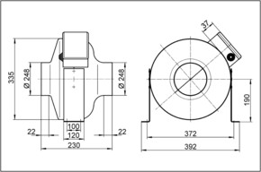 Maico Radial-Rohrventilator 148W,1.060m³/h,IPX4 ERR 25/1