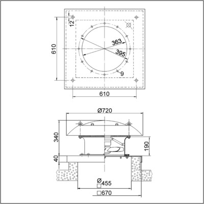 Maico Axial-Dachventilator Drehstrom DN 355 DZD 35/4 B Ex e