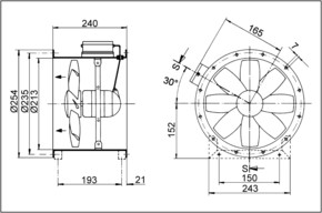 Maico Axial-Rohrventilator ex-geschuetzt DN 200 DZR 20/2 B Ex e