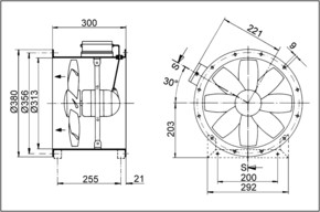 Maico Axial-Rohrventilator ex-geschuetzt DN 300 DZR 30/6 B Ex e