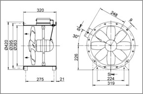 Maico Axial-Rohrventilator ex-geschuetzt DN 350 DZR 35/2 B Ex e