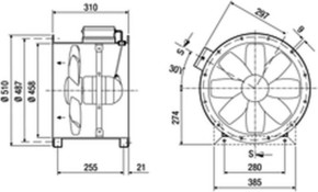 Maico Axial-Rohrventilator ex-geschuetzt DN 450 DZR 45/6 B Ex e