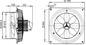 Maico Axial-Wandventilator Wandplatte DN 560 DZQ 56/6 B