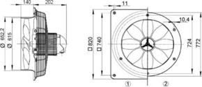 Maico Axial-Wandventilator Wandplatte DN 710 DZQ 60/8 B
