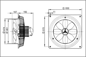Maico Axial-Wandventilator Wandplatte DN 450 EZQ 45/4 B