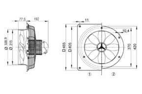 Maico Axial-Wandventilator Wandplatte DN 300 DZQ 30/2 B