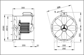 Maico Axial-Rohrventilator Drehstrom DN 300 DZR 30/6 B