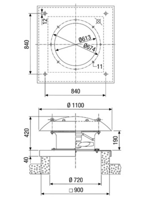 Maico Axial-Dachventilator Drehstrom DN 600 DZD 60/6 B