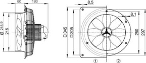 Maico Axial-Wandventilator Stahlwandring DN 200 EZS 20/2 B