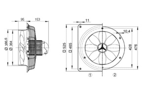 Maico Axial-Wandventilator Stahlwandring DN 350 EZS 35/6 B