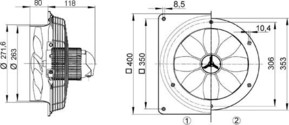 Maico Axial-Wandventilator Stahlwandring DN 250 EZS 25/4 E