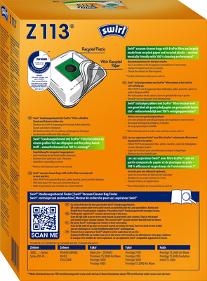 Swirl Staubbeutel für Zelmer Z 113 EcoPor Zel VE4